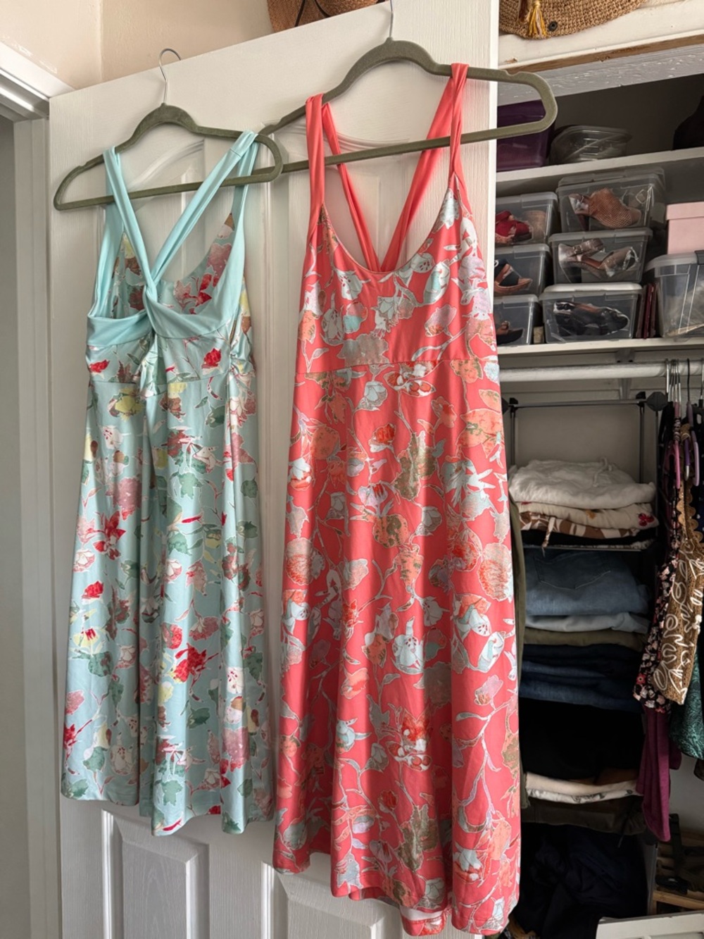 Patagonia floral Print Sleeveless Sundress in Coral and Mint Pair. Size L